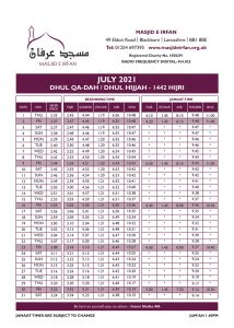 hanfia masjid bradford namaz timetable 2020